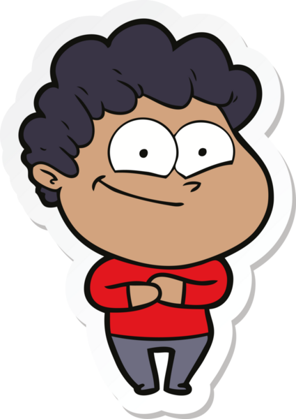 Bir insan tarafından çizilmiş mutlu bir adamın çıkartması.