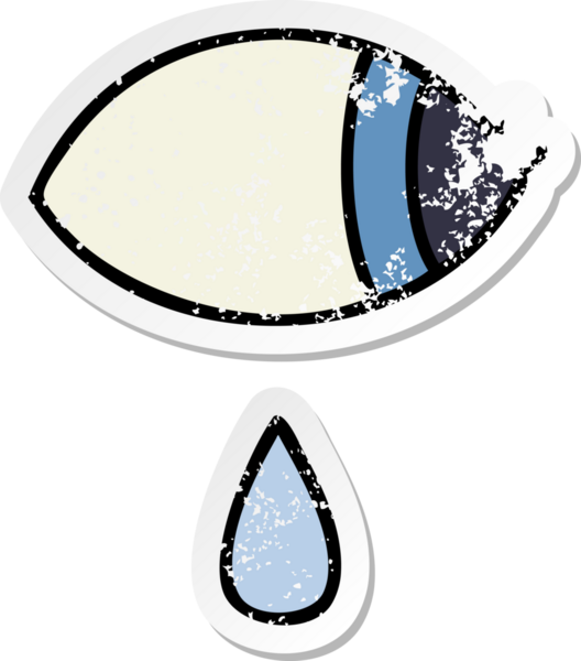 Üzüntülü bir karikatür çıkartması. Ağlayan göz bir insan tarafından çizilmiş.