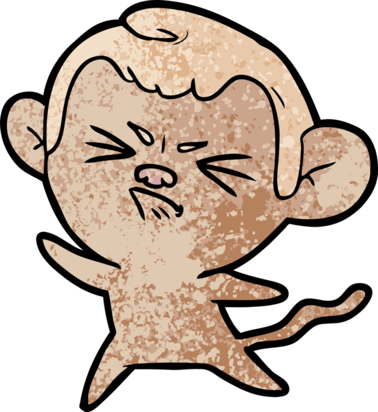 Bir insan tarafından çizilmiş kızgın maymun çizgi filmi.