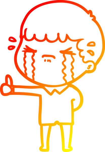 Bir insan tarafından çizilmiş ağlayan bir çizgi film karakteri çizimi.