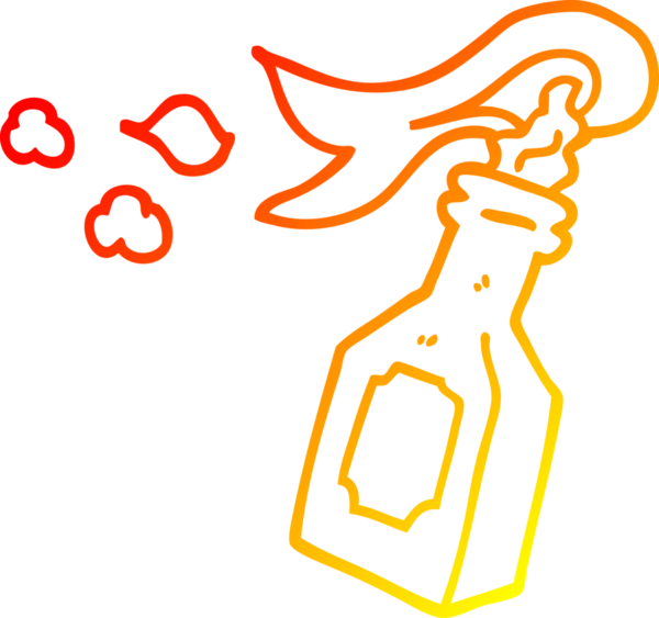 Bir insan tarafından çizilmiş bir molotof kokteylinin sıcak gradyan çizimi