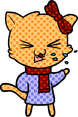 Bir insan tarafından çizilmiş çizgi film kedisi.