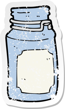 Bir insan tarafından çizilmiş karikatür mutfak kavanozunun gerilimli yapıştırması.