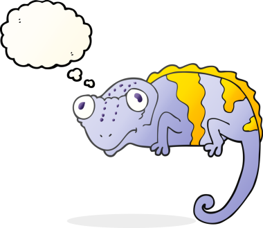 Bir insan tarafından çizilmiş serbest çizim balon karikatür bukalemunu.