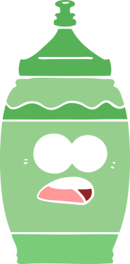 Bir insan tarafından çizilmiş düz renk çizgi film spor içeceği