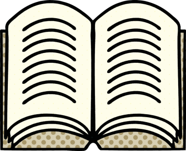 bir insan tarafından çizilmiş açık bir kitabın çizgi roman tarzı