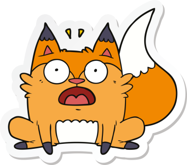 Bir insan tarafından çizilmiş tilki ürküten bir çizgi film çıkartması.