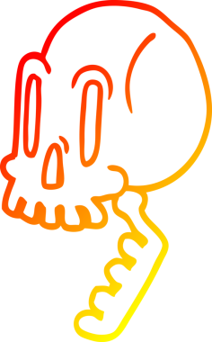 Bir insan tarafından çizilmiş yeşil bir kafatası çizgi çizimi