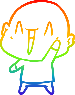 gökkuşağı gradyan çizimi mutlu bir çizgi kel adamın çizimi bir insan tarafından çizildi