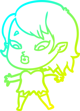 Soğuk gradyan çizgisi, bir insan tarafından çizilmiş şirin bir vampir kız çizgi filmi.