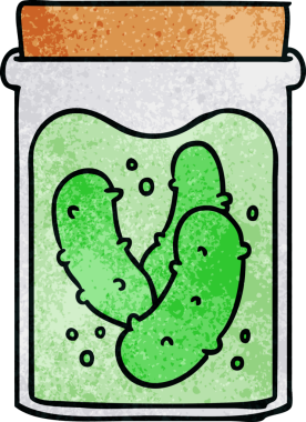 Bir insan tarafından çizilmiş el yapımı karikatür karalama kavanozu turşu turşusu.