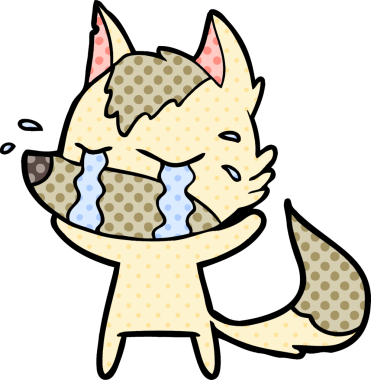 Bir insan tarafından çizilmiş ağlayan kurt çizgi filmi.