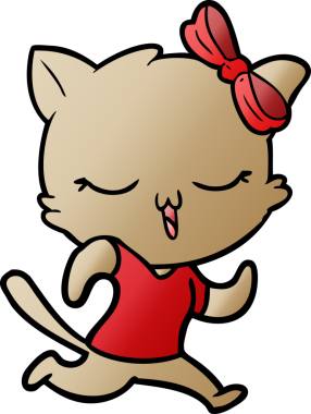 Bir insan tarafından çizilmiş kafasında yay olan çizgi film kedisi.