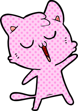 Bir insan tarafından çizilmiş çizgi film kedisi.