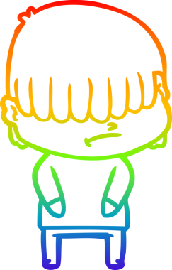 Bir insan tarafından çizilmiş dağınık saçlı bir çizgi film çocuğunun çizimi.