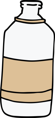 Bir insan tarafından çizilmiş karikatür su şişesi.