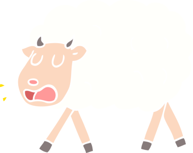 Bir insan tarafından çizilmiş düz renkli çizim koyunu