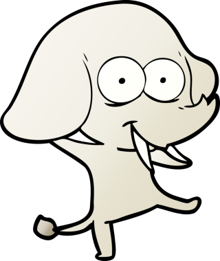 Bir insan tarafından çizilmiş mutlu bir fil.