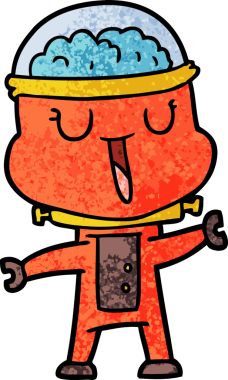 Bir insan tarafından çizilmiş mutlu robot çizimi.