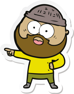 Bir insan tarafından çizilmiş sakallı bir adamın çıkartması.