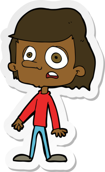 Bir insan tarafından çizilmiş endişeli bir çizgi film çıkartması.