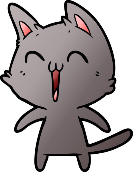 Mutlu çizgi film kedisi miyavlıyor bir insan tarafından