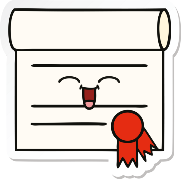 Bir insan tarafından çizilmiş şirin bir karikatür sertifikasının etiketi.