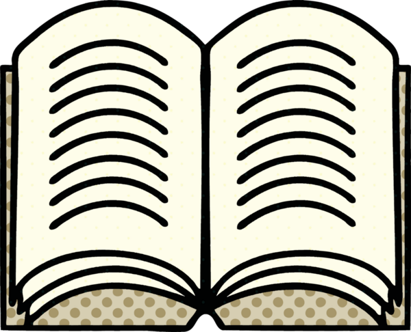 bir insan tarafından çizilmiş açık bir kitabın çizgi roman tarzı