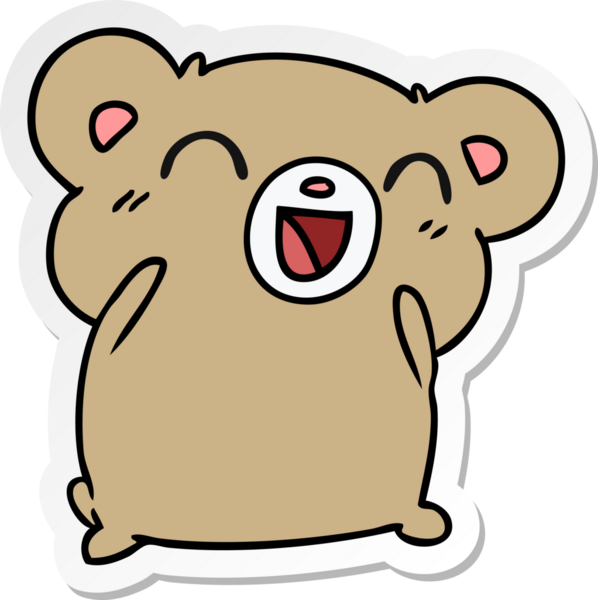 Etiket karikatür çizimi: kawaii Bir insan tarafından çizilmiş sevimli oyuncak ayı