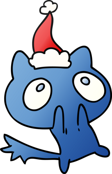 Bir insan tarafından çizilmiş kawaii kedisinin el çizimi gradyan çizgi filmi.