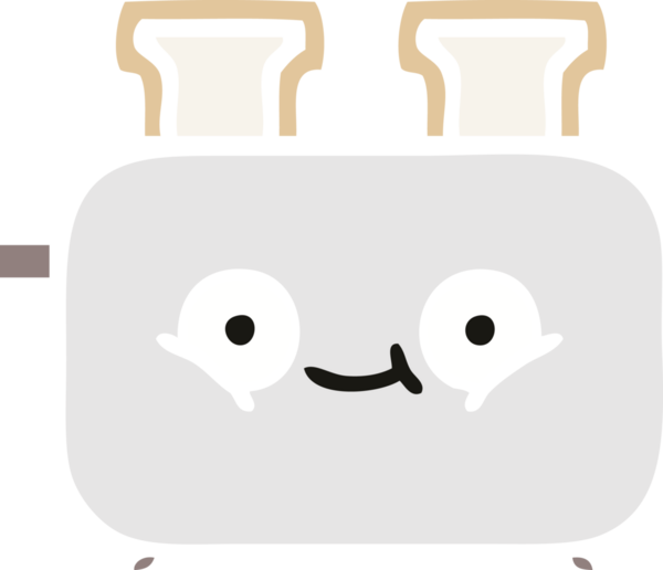 Bir insan tarafından çizilmiş bir tost makinesinin düz renkli retro karikatürü