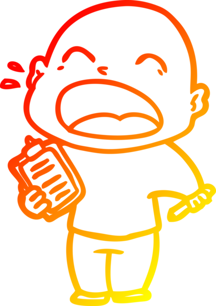 Bir insan tarafından çizilmiş kel adam diye bağıran çizgi film çizimi.