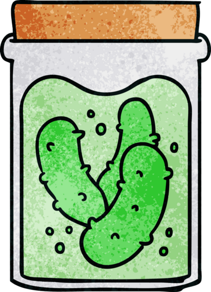 Bir insan tarafından çizilmiş el yapımı karikatür karalama kavanozu turşu turşusu.