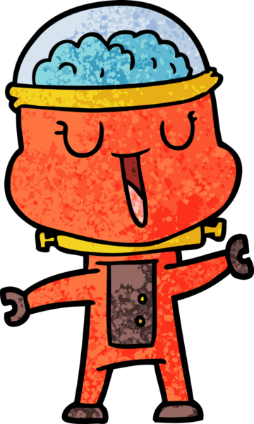 Bir insan tarafından çizilmiş mutlu robot çizimi.