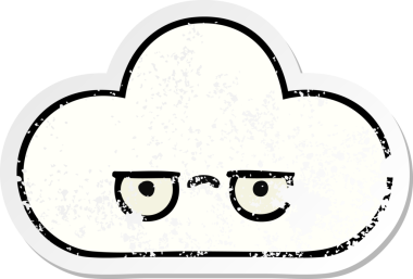 Bir insan tarafından çizilmiş şirin bir karikatür bulutunun sıkıntılı çıkartması.