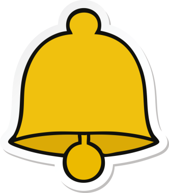 Bir insan tarafından çizilmiş şirin bir pirinç çanın çıkartması.