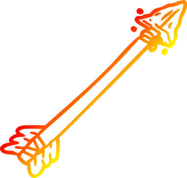 Bir insan tarafından çizilmiş ilkel bir okun sıcak eğimli çizgi çizimi