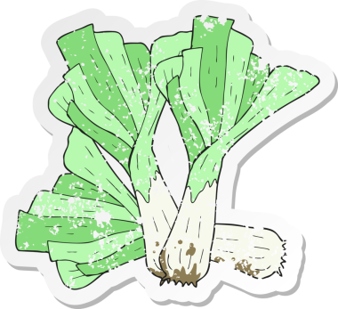 Bir insan tarafından çizilmiş pırasa çizgi filmin gerilimli yapıştırması.