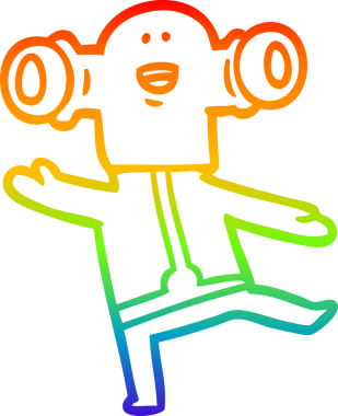 Gökkuşağı gradyan çizgisi, bir insan tarafından çizilmiş dost bir uzaylı çizgi filmi.