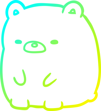 Bir insan tarafından çizilmiş şirin üzgün bir ayının soğuk gradyan çizgisi.