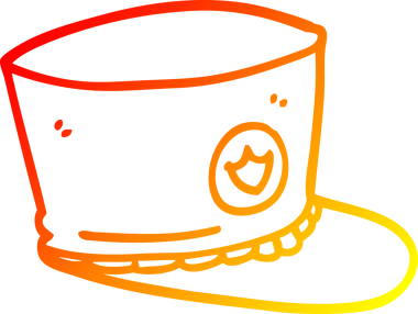 Bir insan tarafından çizilmiş karikatür resmi bir şapkanın sıcak çizgi çizimi