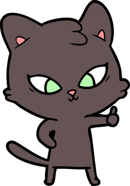 Bir insan tarafından çizilmiş sevimli çizgi film kedisi.