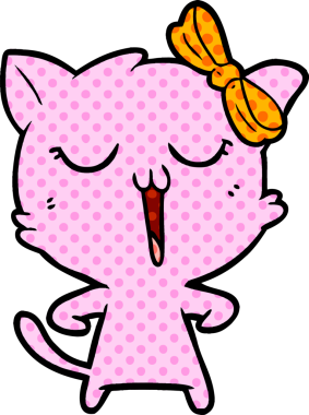 Bir insan tarafından çizilmiş çizgi film kedisi.