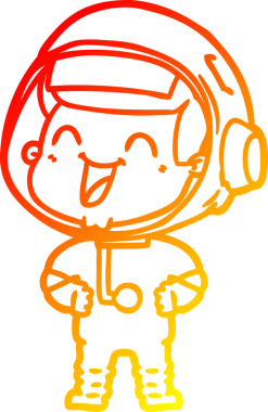 Bir insan tarafından çizilmiş mutlu bir astronotun sıcak çizgi çizimi