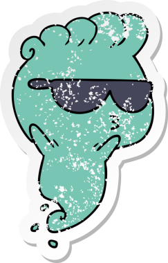 Bir insan tarafından çizilmiş kawai korkunç hayaletinin serbest sticker 'ı.