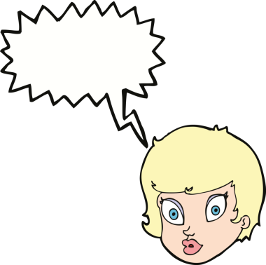 Bir insan tarafından çizilen konuşma baloncuğuyla kadın yüzü şaşırtılıyor.