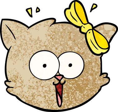 Bir insan tarafından çizilmiş kedi suratlı bir çizgi film.