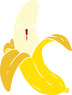 düz renk çizgi film çılgın mutlu muz bir insan tarafından çizilmiş