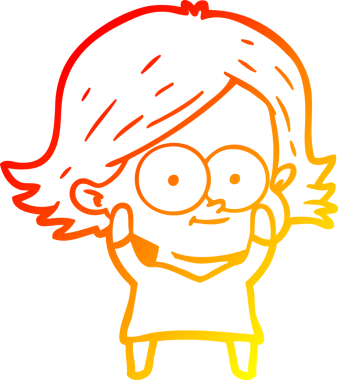 Bir insan tarafından çizilmiş mutlu bir çizgi film kızı çizimi