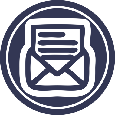 bir insan tarafından çizilmiş zarf harfi dairesel simgesi